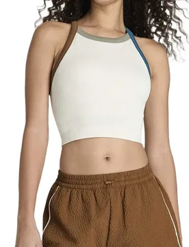 On The Daily Brami Sleeveless T-shirt Sandrift / Caramel Cafe / Vetiver L - Wilson - FashionsVida