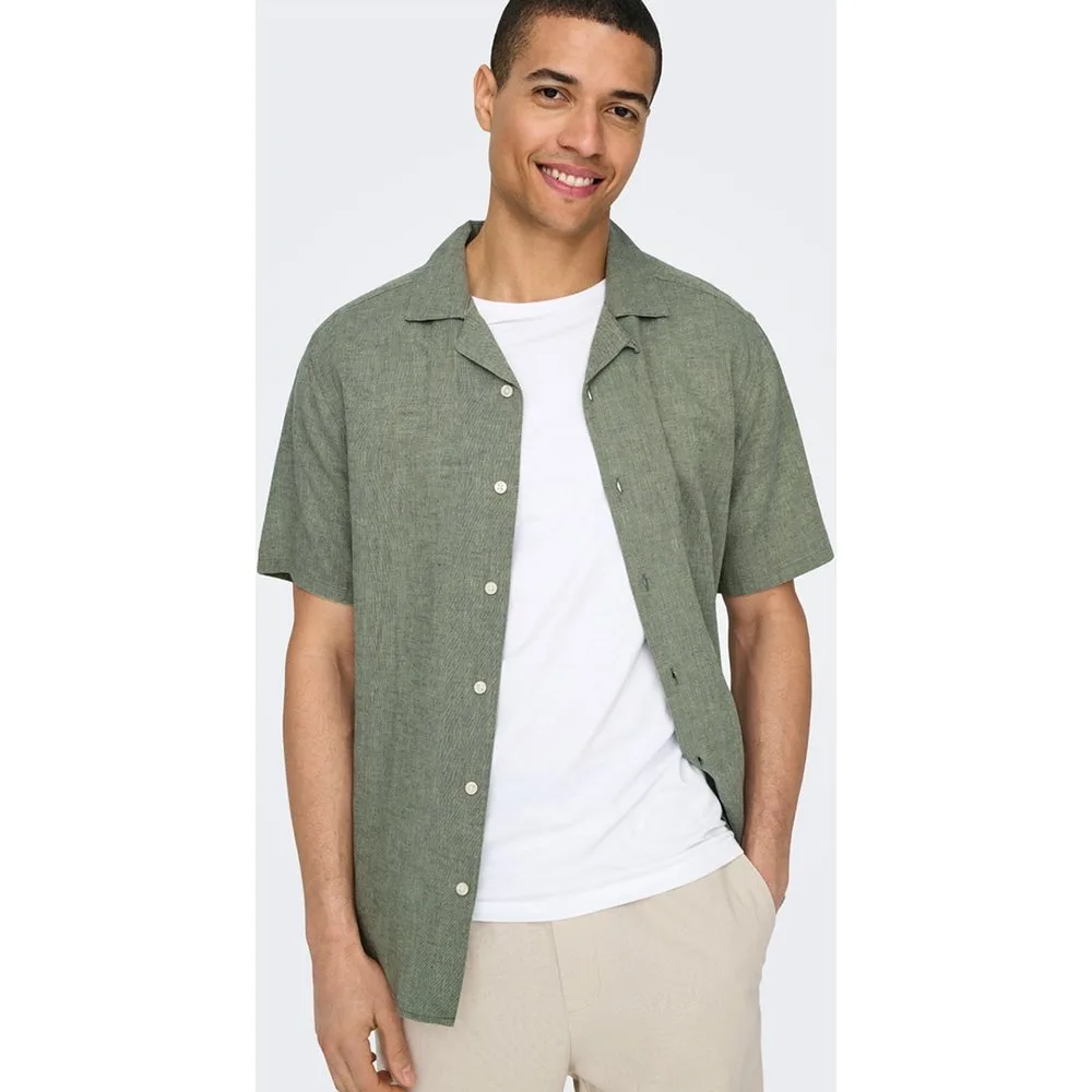 Only & Sons - Camisa de manga corta de lino de hombre - Only & Sons - FashionsVida
