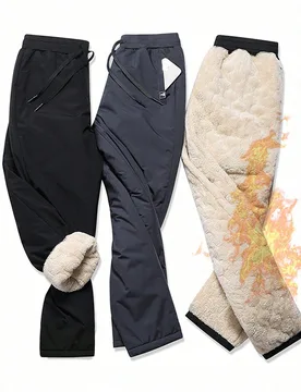 Pantalones de felpa para hombres, pantalones deportivos con forro polar añadido, pantalones de felpa para invierno al aire libre para hombres, pantal - Shein - FashionsVida