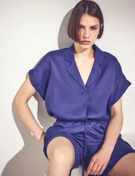 Blusa de mujer lino manga corta - Woman El Corte Inglés - FashionsVida