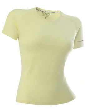Camiseta deportiva ligera de manga corta para mujer, para correr y actividades al aire libre, primavera/verano - Shein - FashionsVida