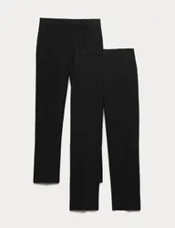 Pack Boys' Slim Fit School Trousers (2-18 Yrs) Black male