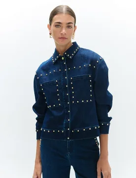 Cazadora de mujer denim tachas - Lola Casademunt - FashionsVida