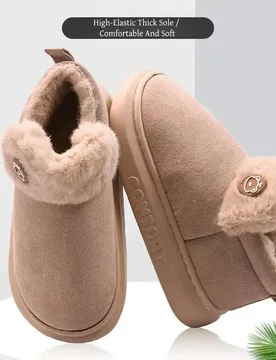 Women Thick-Soled Cotton Slippers Winter Fleece-Lined Warm Homewear Indoor Slip-Ons Covered Heels Men Outdoor Cotton Boots - Aliexpress - FashionsVida