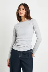 Womens Vest Double Layer Long Sleeve Top - Blue Elastane - Size 8 Uk