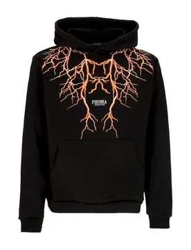 Felpa Leggera Cappuccio Uomo Lightning Hoodie Black/orange - PHOBIA - FashionsVida
