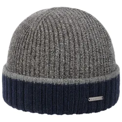 Contrast Edge Wool Beanie Hat by - grey-blue - Size: One Size