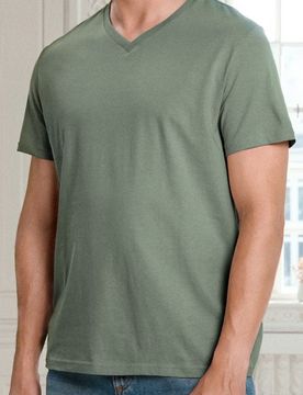 T-shirt basic con scollo a V - verde chiaro