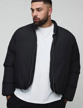Men's Plus Mono Padded Oversized Bomber Jacket Black Size 3X-Large Black 3XL - boohooMAN - FashionsVida