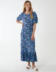 Double Back Tie Cut Out Maxi Dress - 16 / NAVY - female