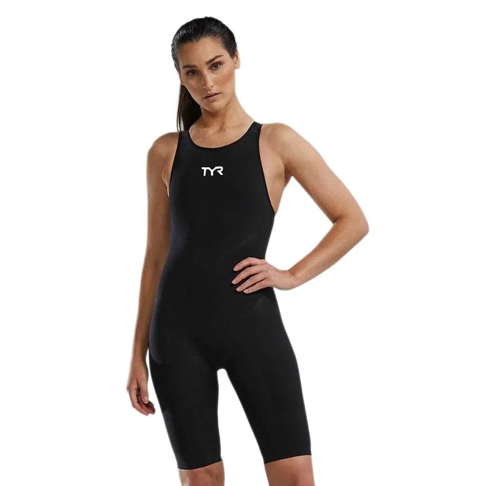 Venzo Solid Open Back Competition Swimsuit Onyx 24 Women - TYR - FashionsVida