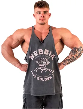 T-shirt Sans Manches Washed Muscle Back Stringer Golden Age 791 Black 3XL - Nebbia - FashionsVida