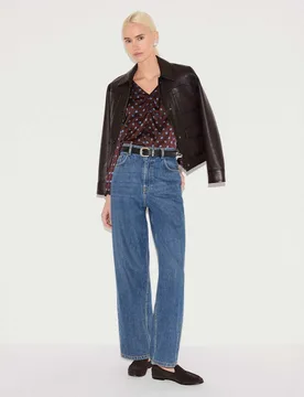 Floral V-Neck Blouse Burgundy Mix female - Jigsaw - FashionsVida
