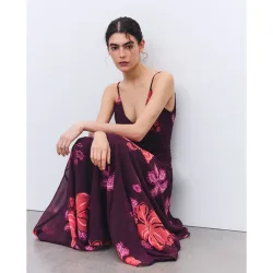 Vestido estampado largo con tirantes