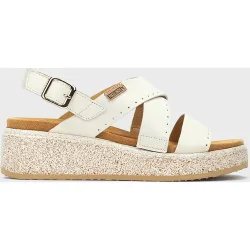 Sandalias de cuña de mujer de piel con suela extraligera y plantilla extraíble