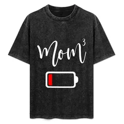 Mom3 Shirt | Mom Low Battery T-Shirt Basic Crew Neck Short Sleeve Top