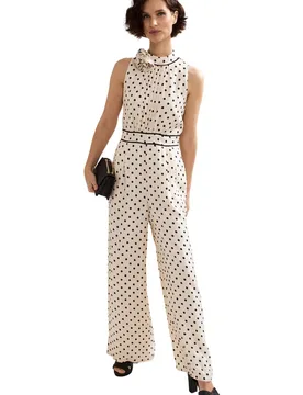 Marilee High-Neck Pleated Front Jumpsuit - Warm White - Size: 22 - Phase Eight - FashionsVida