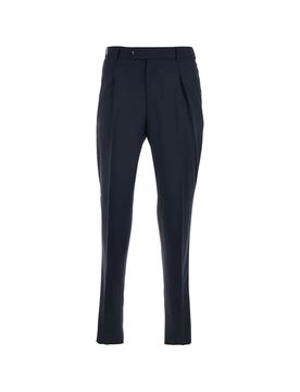 Relaxed-Fit Virgin Wool Trousers with Zip and Button Closure