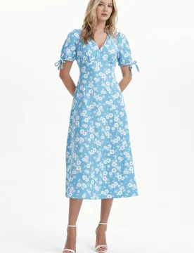Women's Gabriella Midi Tea Dress in Baby Blue Size: 20 - Baby Blue - Size: 20 - Finery London - FashionsVida