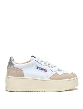 Sneakers con plateau bianche e beige