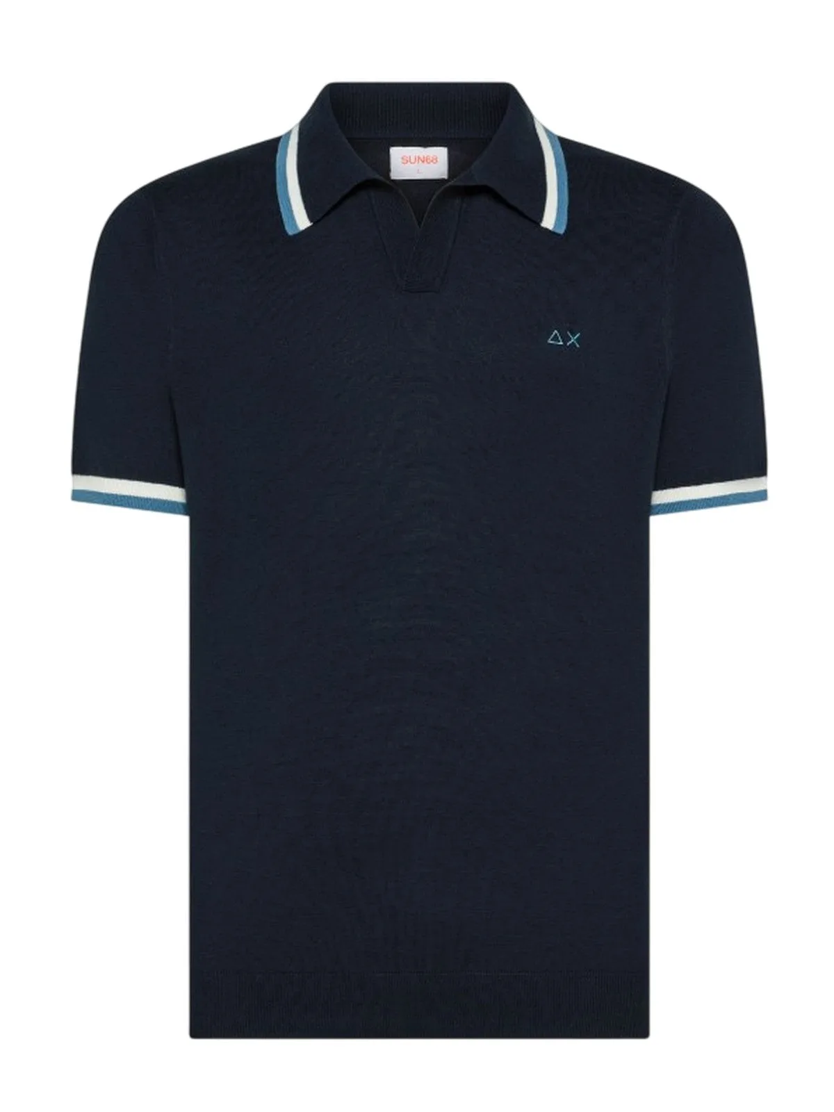 Polo uomo - polo sweater stripes details s/s - blu - Sun68 - FashionsVida