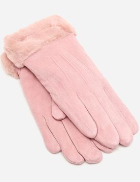 Carlota Gants en daim avec manchettes effet fourrure