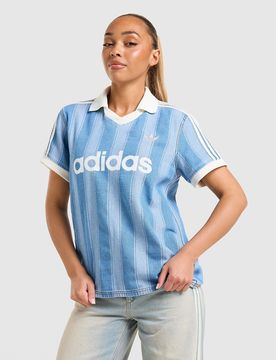 Stripes Denim Football T-Shirt - Damen, Blau - female - Size: XS