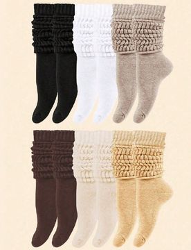 Pares de calcetines holgados de punto para mujer, calcetines holgados, calcetines fruncidos, calcetines de media pantorrilla, adecuados para diversas