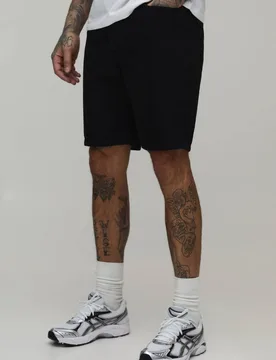 Men's Tall Essential Slim Fit Denim Shorts Black Size 32 Black 32 - boohooMAN - FashionsVida