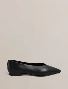 Leather Flat Pointed Ballet Pumps Black female - Hobbs - FashionsVida