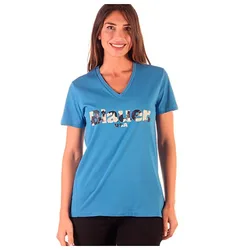 Maglietta A Maniche Corte Con Collo A V 21sbldh02139-0057 Light Blue XS
