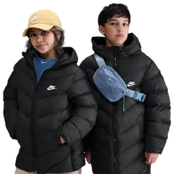 Adp Puffer Mid Thigh Kid's Jackets - Black - Size L - Poly Woven - Black - Size: Large