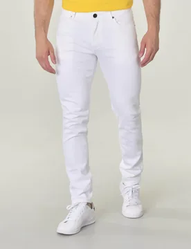 Pantalone cinque tasche bianco in bull di cotone stretch - My Stuff - FashionsVida