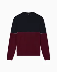 Maglia girocollo color block Exchange bordeaux e blu in misto lana