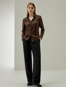 Camicia Seta S - Classica Charmeuse, Morbida e Lucida, Maniche Lunghe