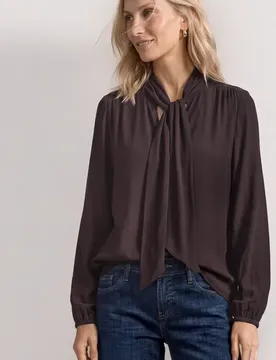 Langarm Bluse mit Schleifendetail female Rot