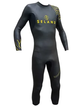 Triathlon Gm Long Sleeve Neoprene Wetsuit Black / Yellow XS Men,Women - Seland - FashionsVida