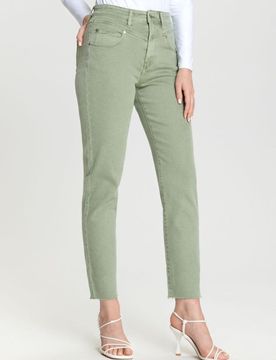 Jeans high waist straight - verde