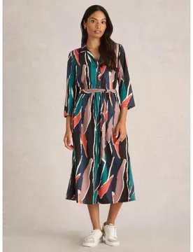 Womens Black Multicolour Ava Jersey Dress - Female - Black - 10R - White stuff - FashionsVida