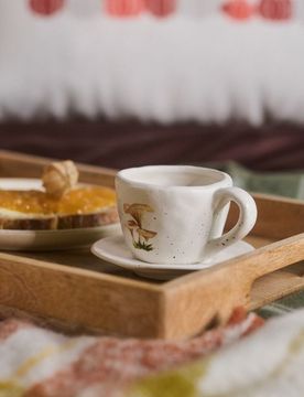 Tazza in ceramica con piattino - multicolor