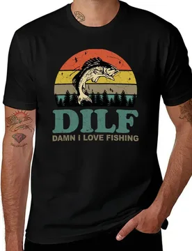 DILF Damn I Love Fishing Retro Vintage Sunset Funny Fishing Gift T-Shirt clothes Man t-shirt t shirts men - Aliexpress - FashionsVida