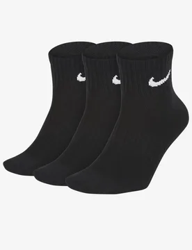 Mens Dry Cushion Everyday 3 Pairs Ankle Socks In Black Cotton - Size Uk 5.5-8 - Nike - FashionsVida