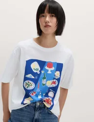 Pure Cotton Slogan Oversized T-Shirt Multi female