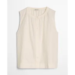 Blusa sin mangas regular de voile de algodón con finos bordados perforados