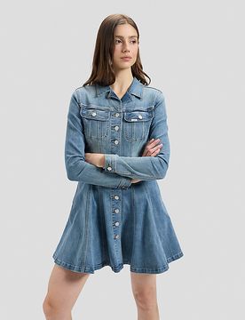 Long Sve Fitted Dress Dark Shade Größe XL female