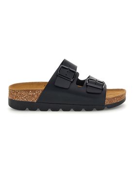 Ciabatte nere con sottopiede in vera pelle 335P20630SR 37