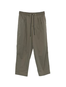 Cotton and Elastane Drawstring Waist Trousers with Zip & Button