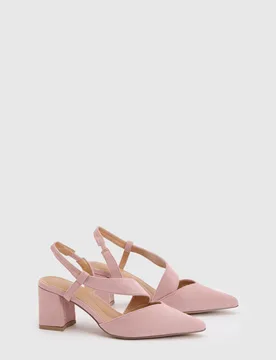 Womens Wide Fit Eve Asymmetric Strap Block Heel Pointed Comfort Sock Court Shoes - Pink - Size 7 Wide Fit (Uk Shoe) - Wallis - FashionsVida