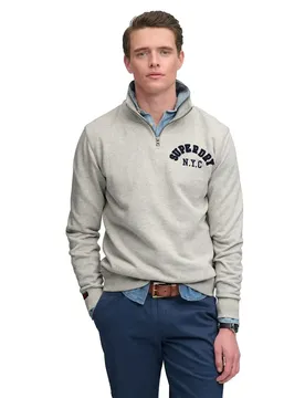 Sweat à Demi-zip Vintage Athletic Brooklyn Grey Marl M