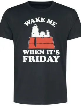 T-Shirt - Snoopy - Wake Me When It´s Friday - M bis 5XL - für Männer - Größe L - schwarz - EMP exklusives Merchandise! - Männer - male - Peanuts - FashionsVida